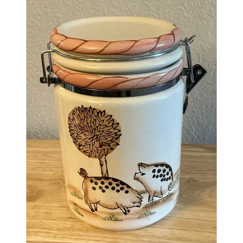 Vintage WCL (World Bazaar / W.C.L. China) Ceramic Pig Canister 8” - Picture 1 of 5